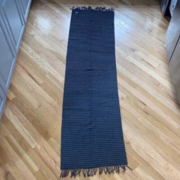 Ribbed Soft Dark Gray Scarf Lambswool - Picture 3 of 5